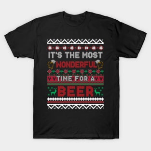 It's The Most Wonderful Time For A Beer Ugly Christmas Sweater T-Shirt